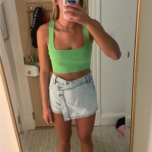 Green ZARA cropped knit top